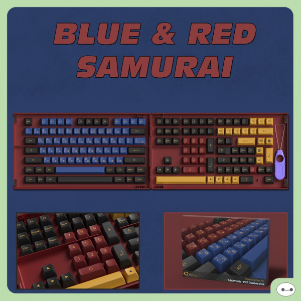 BỘ KEYCAP AKKO BLUE & RED SAMURAI (ASA PROFILE | 226 NÚT)