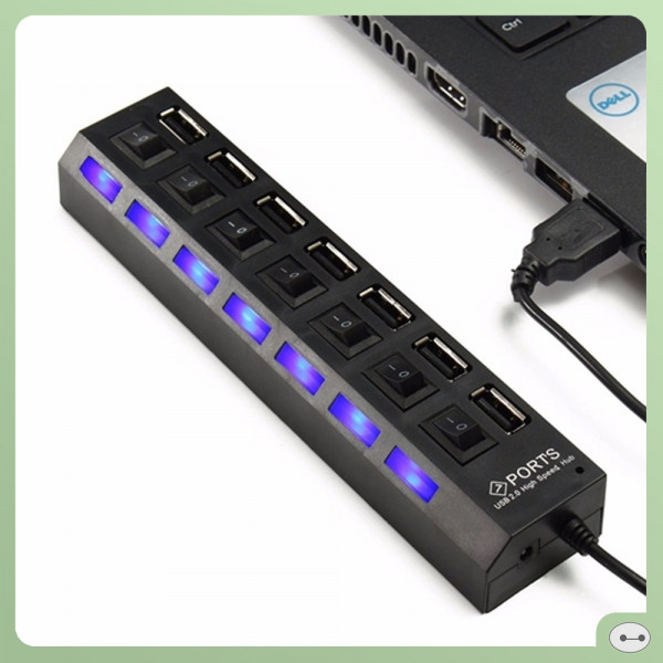 BỘ CHIA 7 CỔNG USB HUB 2.0 CÓ CÔNG TẮC ĐEN
