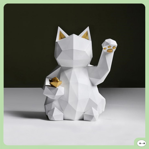 Mô hình composite mèo thần tài trang trí tết