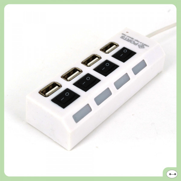 BỘ CHIA 4 CỔNG USB HUB 2.0 CÓ CÔNG TẮC TRẮNG