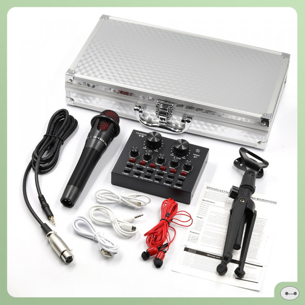 BỘ MICROPHONE THU ÂM E300 KÈM SOUND CARD V8