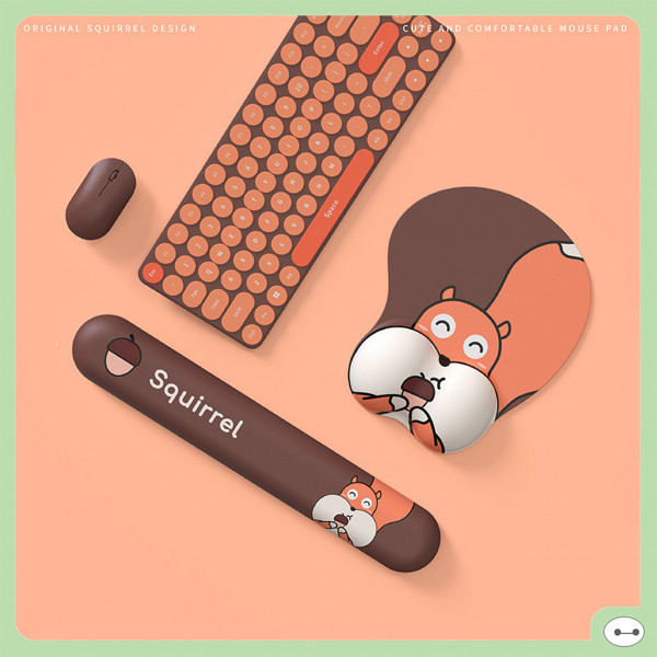 COMBO LÓT CHUỘT 3D + KÊ TAY BÀN PHÍM SILICON SQUIRREL