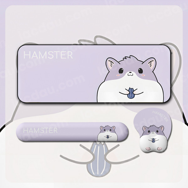 COMBO KÊ TAY 3D + KÊ TAY BÀN PHÍM + PAD 83 HAMSTER TÍM