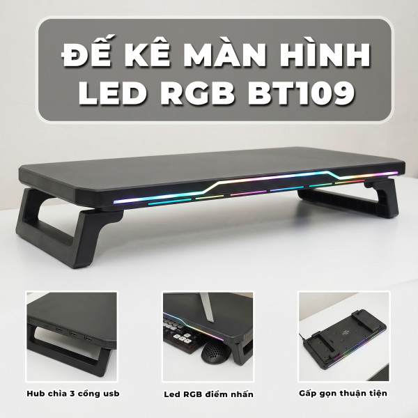 ĐẾ KÊ MÀN HÌNH LED RGB BT109 KIÊM USB HUB