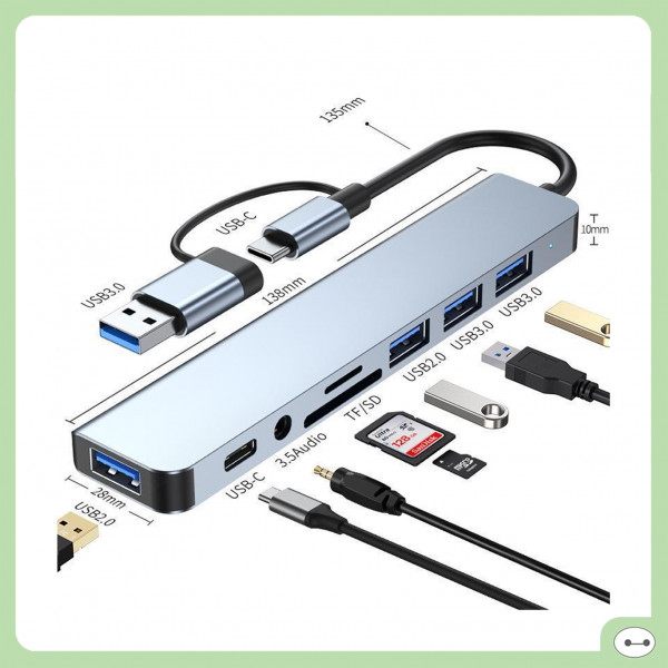 BỘ CHIA USB HUB 3.0 NHÔM 8 IN 1 MÃ 84211