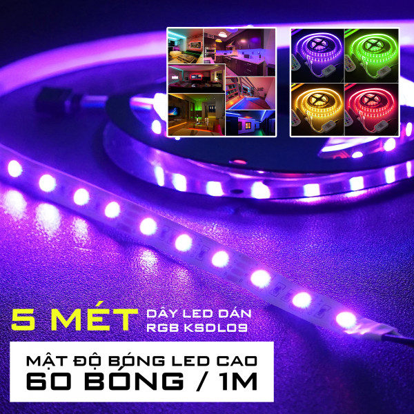 BỘ DÂY LED DÁN RGB KSDL09 (DÀI 5 MÉT/APP ĐIỀU KHIỂN/300 BÓNG LED)