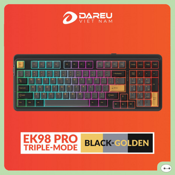 BÀN PHÍM CƠ DAREU EK98 PRO TRIPLE MODE BLACK GOLDEN DAREU DREAM SWITCH