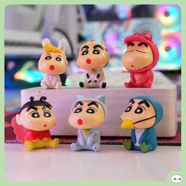 BỘ 6 MÔ HÌNH SHIN CẬU BÉ BÚT CHÌ CHIBI NGỒI 5CM