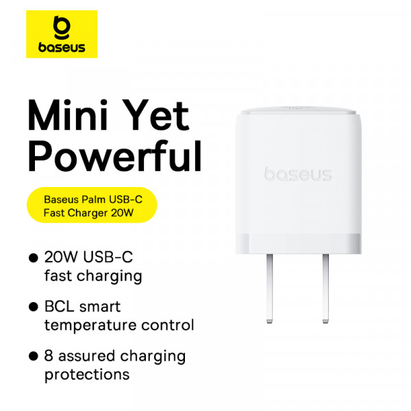 CỦ SẠC NHANH BASEUS PALM FAST CHARGER 1C 20W TRẮNG