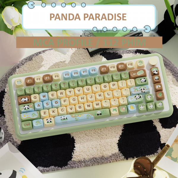 BỘ KEYCAP DYE-SUB PANDA PARADISE (PBT/MCA PROFILE/112 PHÍM)