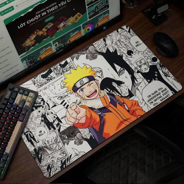 LÓT CHUỘT SIZE 60X35 HAYATE ULTRA SPEED NARUTO NỀN CHỮ