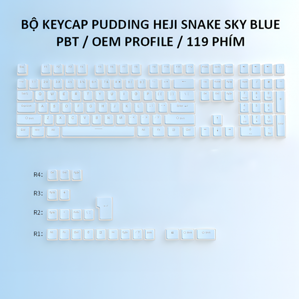 BỘ KEYCAP PUDDING HEJI SNAKE SKY BLUE (PBT/OEM PROFILE/119 PHÍM)