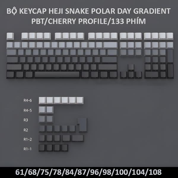 BỘ KEYCAP HEJI SNAKE POLAR DAY GRADIENT (PBT/CHERRY PROFILE/133 PHÍM)