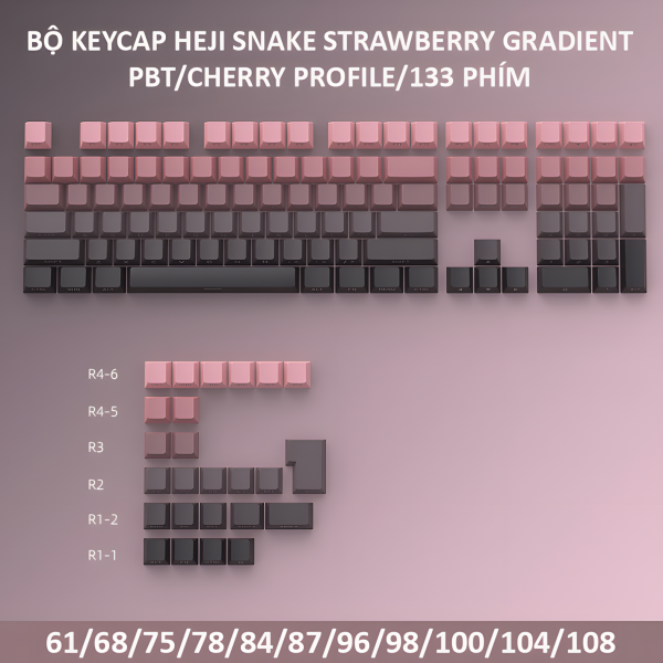 BỘ KEYCAP HEJI SNAKE STRAWBERRY GRADIENT (PBT/CHERRY PROFILE/133 PHÍM)