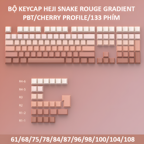 BỘ KEYCAP HEJI SNAKE ROUGE GRADIENT (PBT/CHERRY PROFILE/133 PHÍM)