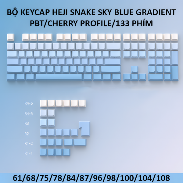 BỘ KEYCAP HEJI SNAKE SKY BLUE GRADIENT (PBT/CHERRY PROFILE/133 PHÍM)