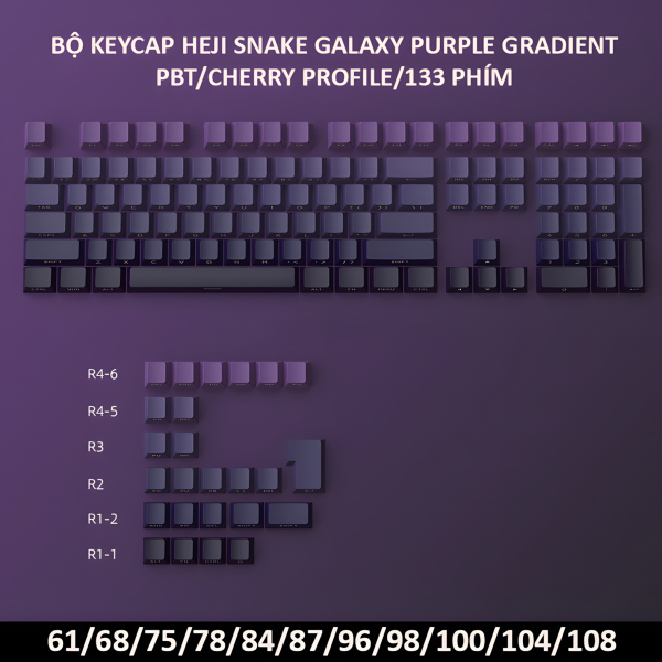 BỘ KEYCAP HEJI SNAKE GALAXY PURPLE GRADIENT (PBT/CHERRY PROFILE/133 PHÍM)