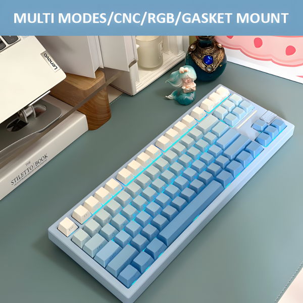 BÀN PHÍM CƠ VTER GALAXY80 PRO CNC MULTI MODES SKY BLUE MARBLE WHITE SWITCH