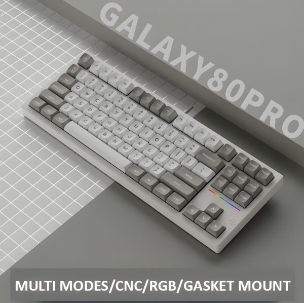 BÀN PHÍM CƠ VTER GALAXY80 PRO CNC MULTI MODES WHITE GRAY MARBLE WHITE SWITCH