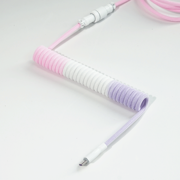 DÂY CÁP BÀN PHÍM CUSTOM TPC011 8K TYPE-C BỌC DÙ 1.5M PINK RAINBOW