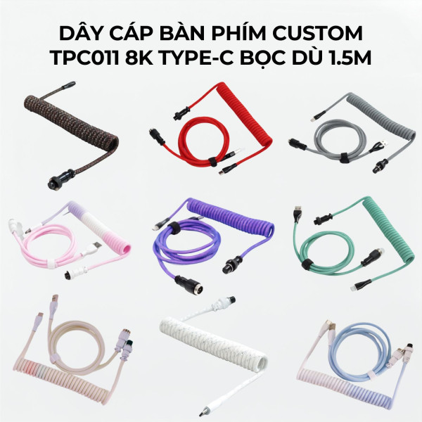 DÂY CÁP BÀN PHÍM CUSTOM TPC011 8K TYPE-C BỌC DÙ 1.5M SERIES