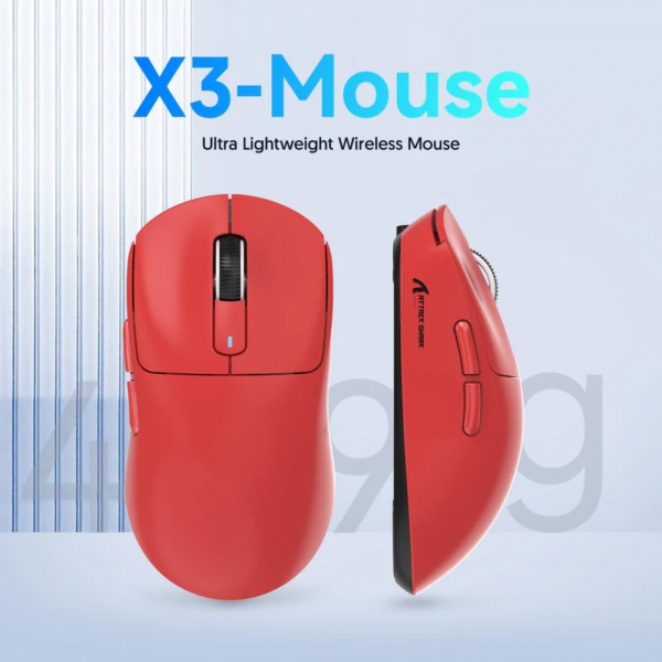 CHUỘT ATTACK SHARK X3 MULTI MODES ĐỎ (PAW3395/49G)