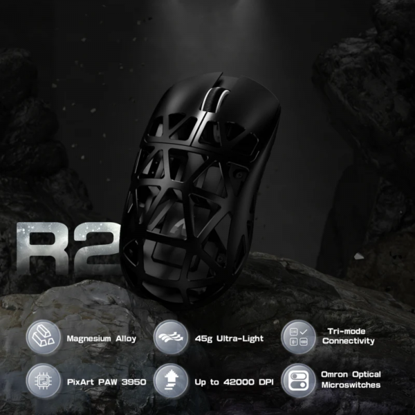 CHUỘT ATTACK SHARK R2 8K MULTI MODES ĐEN (PAW3950/45G)