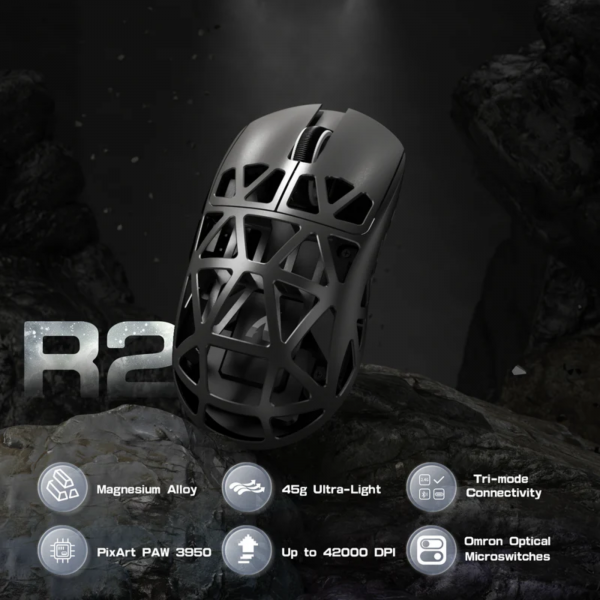CHUỘT ATTACK SHARK R2 8K MULTI MODES GRAY (PAW3950/45G)