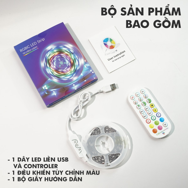 BỘ DÂY LED DÁN ARGB KSDL08 (DÀI 2 MÉT/ARGB DIGITAL/APP ĐIỀU KHIỂN/USB 5V)