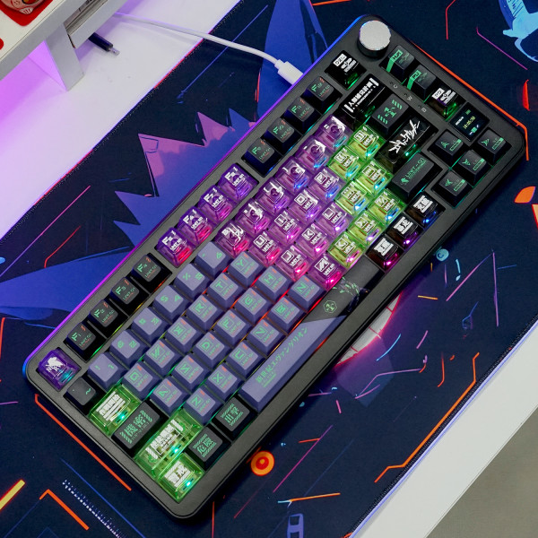 BÀN PHÍM CƠ ATTACK SHARK X85 PRO MULTI MODES PC X PBT ENGRAVED EVANGELION UNIT-01 VERSION 1 STRAWBERRY SWITCH