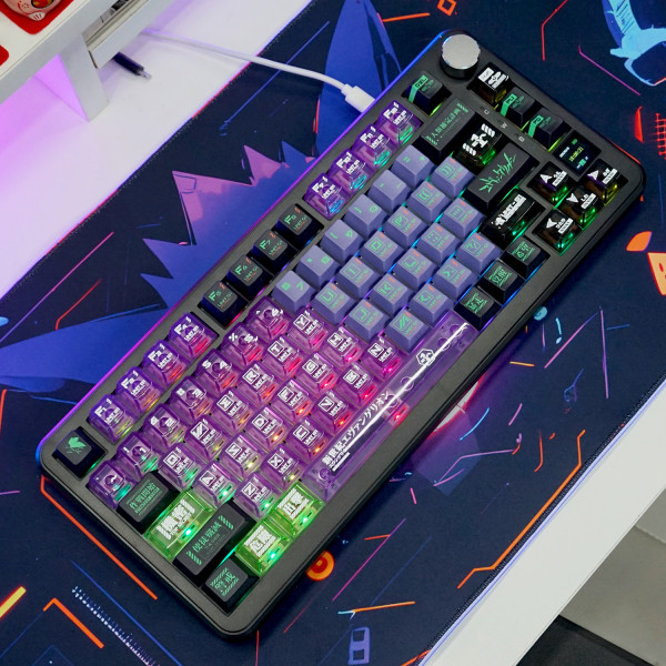 BÀN PHÍM CƠ ATTACK SHARK X85 PRO MULTI MODES PC X PBT ENGRAVED EVANGELION UNIT-01 VERSION 2 STRAWBERRY SWITCH