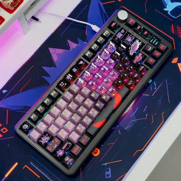 BÀN PHÍM CƠ ATTACK SHARK X85 PRO MULTI MODES PC X PBT ENGRAVED GENGAR VERSION 1 STRAWBERRY SWITCH