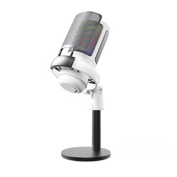 MICROPHONE SHOUFEI ME6S RGB TRẮNG BẢN CHÂN ĐỨNG