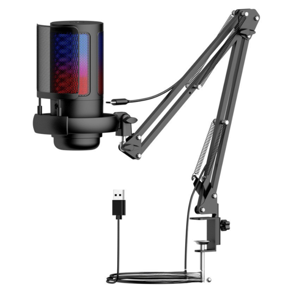 MICROPHONE SHOUFEI ME6S RGB ĐEN BẢN KẸP BÀN