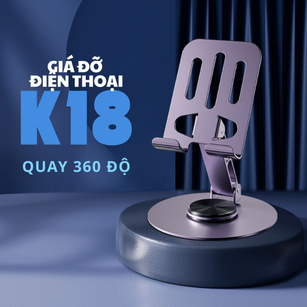 GIÁ ĐỠ ĐIỆN THOẠI NHÔM GẤP GỌN QUAY 360 ĐỘ K18 PURPLE