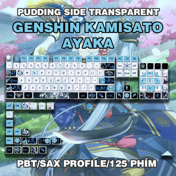 BỘ KEYCAP PUDDING SIDE TRANSPARENT GENSHIN KAMISATO AYAKA (PBT/SAX PROFILE/125 PHÍM)