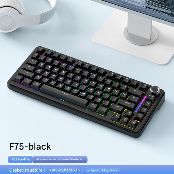 BÀN PHÍM CƠ FREE WOLF F75 MULTI MODES BLACK SILVER MOON SWITCH