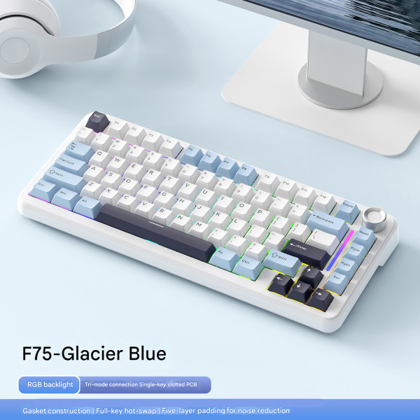BÀN PHÍM CƠ FREE WOLF F75 MULTI MODES GLACIER BLUE SILVER MOON SWITCH