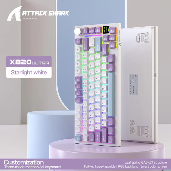 BÀN PHÍM CƠ ATTACK SHARK X820ULTRA STAR WHITE FLYING FISH SWITCH