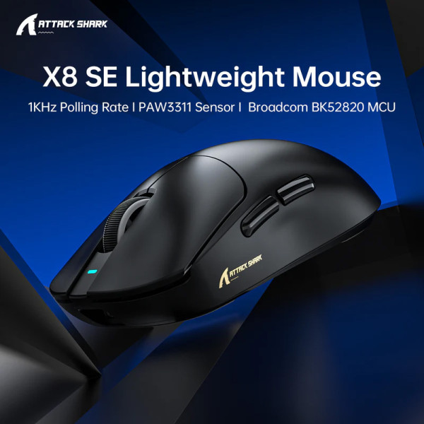 CHUỘT ATTACK SHARK X8SE MULTI MODES ĐEN (PAW3311/55G)