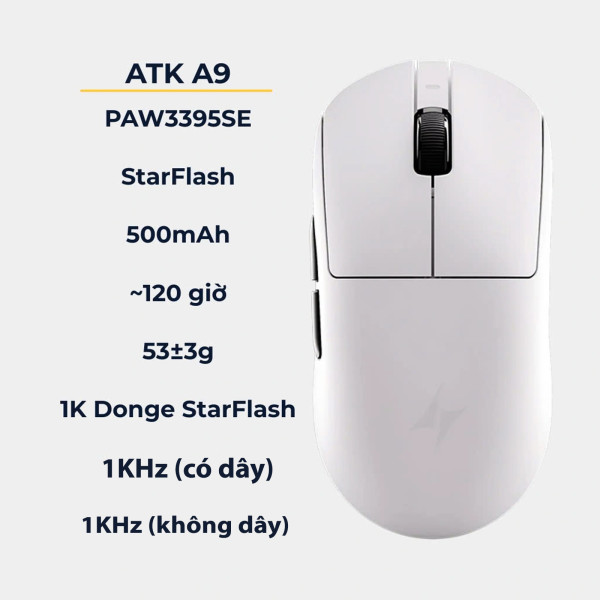CHUỘT ATK A9 X NEARLINK MULTI MODES TRẮNG (PAW3395SE/53G)