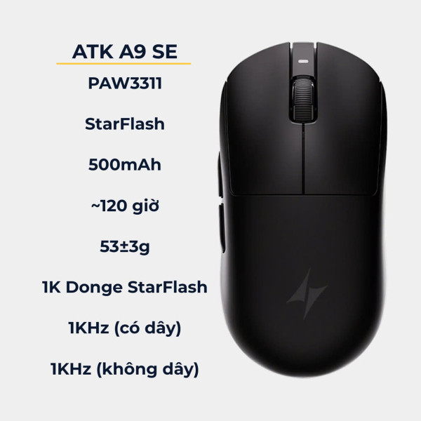 CHUỘT ATK A9 SE X NEARLINK MULTI MODES ĐEN (PAW3311/53G)
