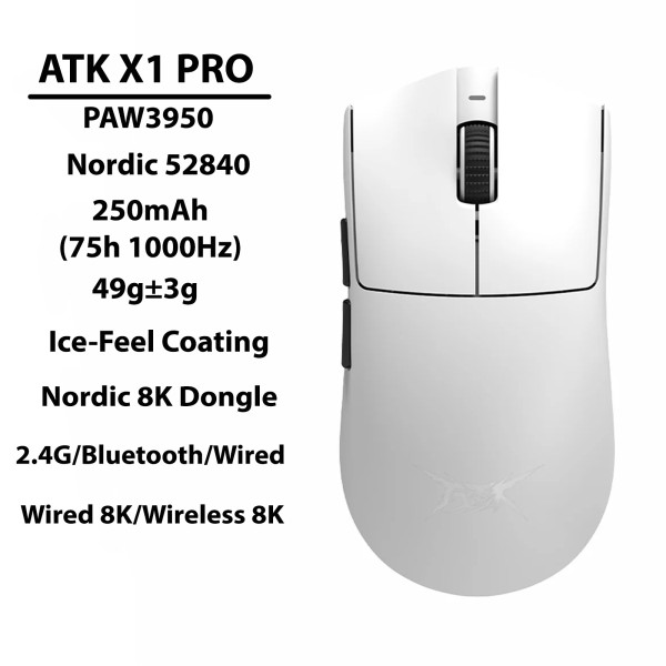 CHUỘT ATK X1 PRO 8K MULTI MODES TRẮNG (PAW3950/49G)
