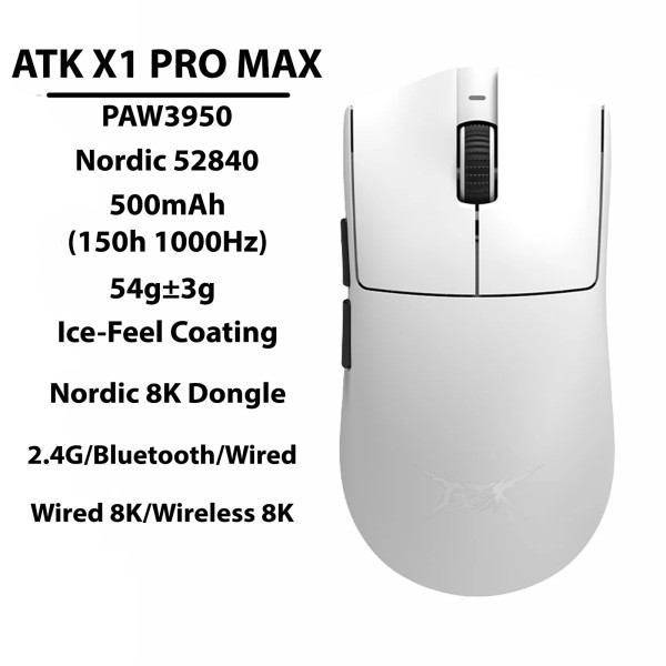 CHUỘT ATK X1 PRO MAX 8K MULTI MODES TRẮNG (PAW3950/54G)