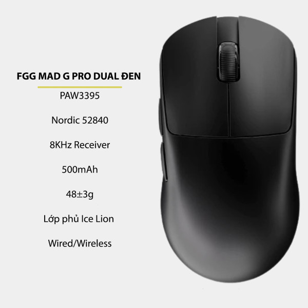 CHUỘT FGG MAD G PRO DUAL MODE ĐEN (PAW3395/48G)