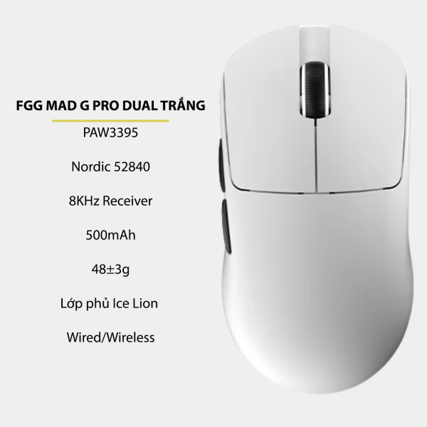 CHUỘT FGG MAD G PRO DUAL MODE TRẮNG (PAW3395/48G)
