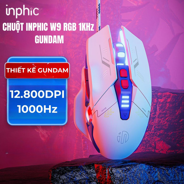 CHUỘT INPHIC W9 RGB 1KHz SILENT SWITCH GUNDAM