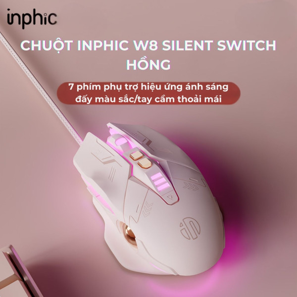 CHUỘT INPHIC W8 SILENT SWITCH HỒNG
