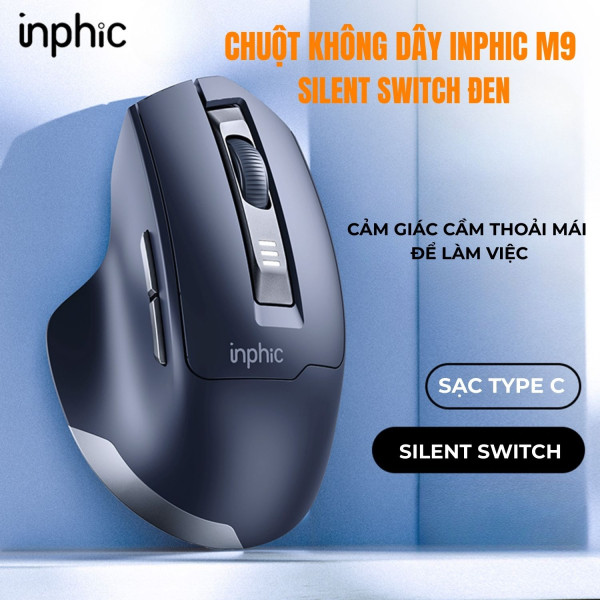 CHUỘT KHÔNG DÂY INPHIC M9 SILENT SWITCH ĐEN