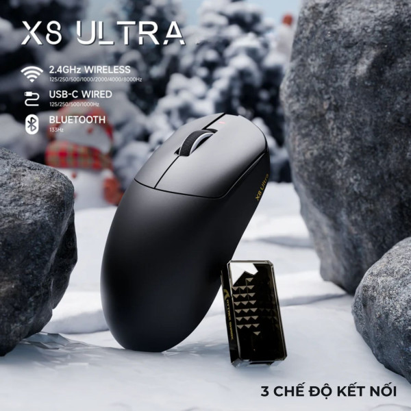 CHUỘT ATTACK SHARK X8 ULTRA 8K MULTI MODES BLACK (PAW3950MAX/50G)